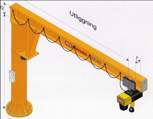 Braccio a mensola Jib Crane Free Standing di lunghezza fissa della colonna 8m 3,2 tonnellate